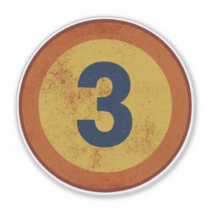 Vintage Vervallen Nummer 3 Sticker