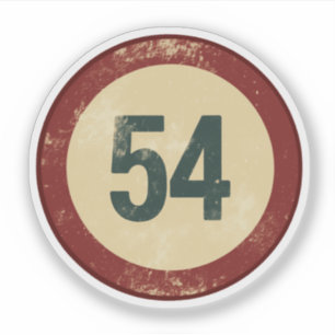 Vintage Vervallen Nummer 54 Sticker
