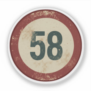Vintage Vervallen Nummer 58 Sticker