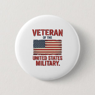 Vintage Veteraan USA Vlag Militaire Vector Ontwerp Ronde Button 5,7 Cm