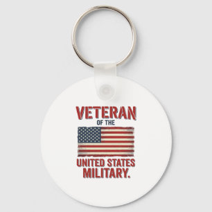 Vintage Veteraan Vlag van de VS Militaire Vector O Sleutelhanger