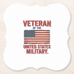 Vintage Veteraan VS Vlag Militair Vector Design_1 Kartonnen Onderzetters