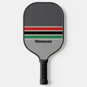 Vintage VHS Overdwars Gestreepte met Naam Pickleball Paddle