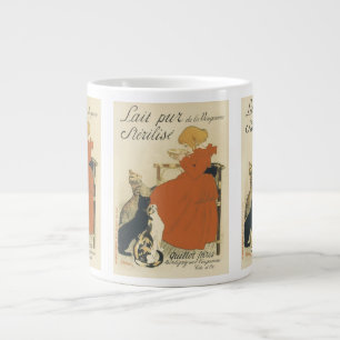 Vintage Victoriaans Art Nouveau, Meisje met Melkka Extra Grote Beker