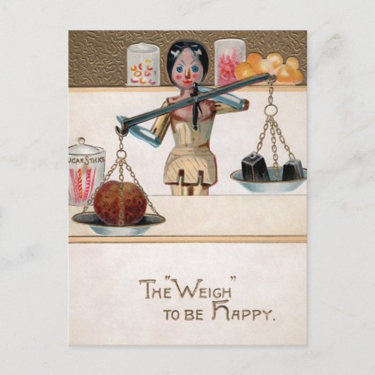 Vintage Victoriaans Briefkaart van hout (Voorkant)