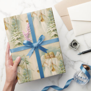 Vintage-Victoriaans engelen voor kerstmis Cadeaupapier