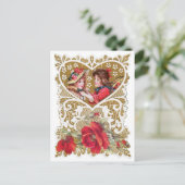 Vintage Victoriaans Valentijn Feestdagenkaart (Staand voorkant)