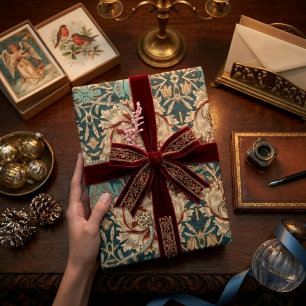 Vintage Victoriaanse botanische cadeauverpakking Cadeaupapier