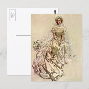 Vintage Victoriaanse bruid, antieke bruidsportret Briefkaart