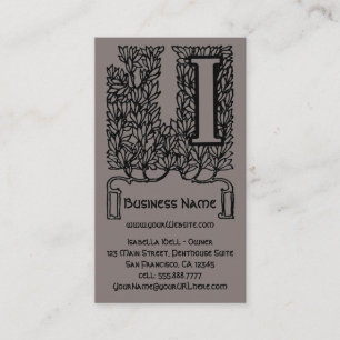 Vintage Victoriaanse Elegante Monogram Letter I Visitekaartje