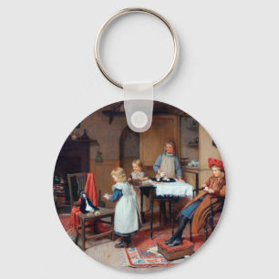 Vintage Victoriaanse kinder theepartij sfeervol Sleutelhanger