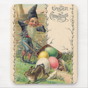 Vintage Victoriaanse Pasen Groeten met Gnome Muismat