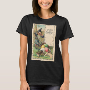 Vintage Victoriaanse Pasen Groeten met Gnome T-shirt