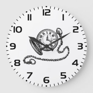 Vintage Victoriaanse zakhorloge lijnkunst Grote Klok