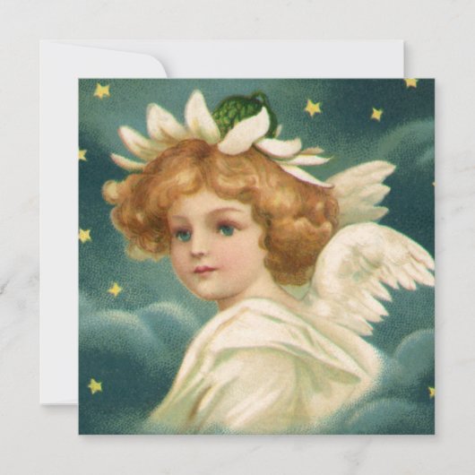 Vintage Victorian Angel Stars Noël Invitation (Devant)