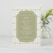 Vintage Victorian Botanical Stripes Baby Shower