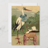 Vintage Victorian Stork Baby Carriage Invitation (Devant)