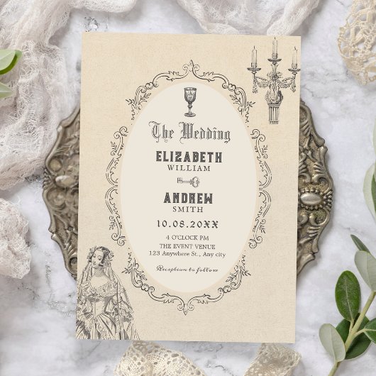 Vintage victorian wedding kaart