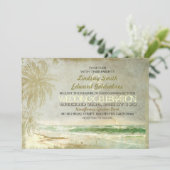 vintage vieille plage invitations à mariage (Debout devant)