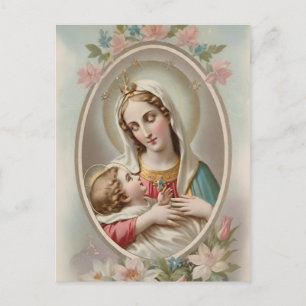 Vintage Vierge Marie avec carte postale Enfant Jés