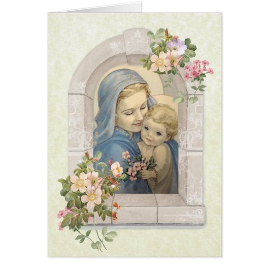 Vintage Vierge Marie Jésus Religieux (Devant)