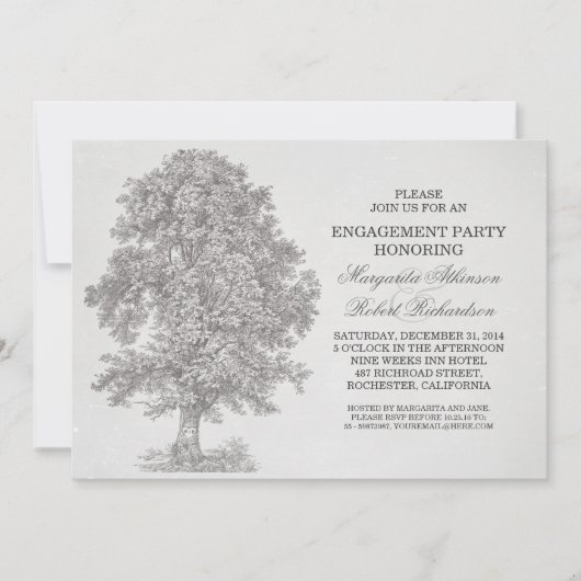 vintage vieux arbre rustique invitations de la par (Devant)