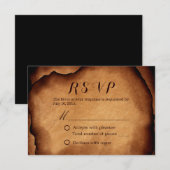 Vintage Vieux Brûlé de papier mariage RSVP (Devant / Derrière)