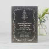 vintage vieux lustre invitation au mariage noir (Debout devant)