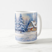 Vintage Vieux mode Maison de Noël Scène Mug (Devant droit)