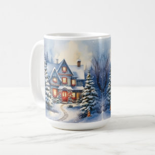 Vintage Vieux mode Maison de Noël Scène Mug