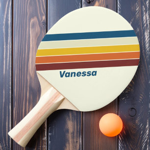 Vintage Vijf Strepen met Naam Tafeltennisbatje