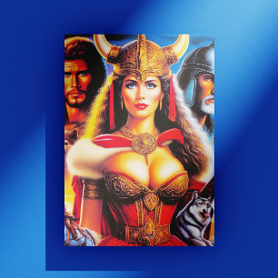 Vintage Viking krijger vrouw Briefkaart