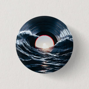 Vintage Vinyl Surf Golf Oceaan Retro Muziek Ronde Button 3,2 Cm