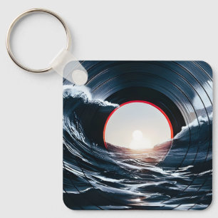 Vintage Vinyl Surf Golf Oceaan Retro Muziek Sleutelhanger