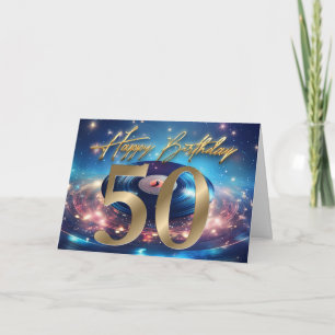 Vintage vinylplaat Gefeliciteerd 50e verjaardag Bedankkaart