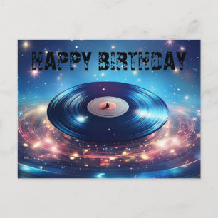 Vintage vinylplaat met sterren Gefeliciteerd Briefkaart