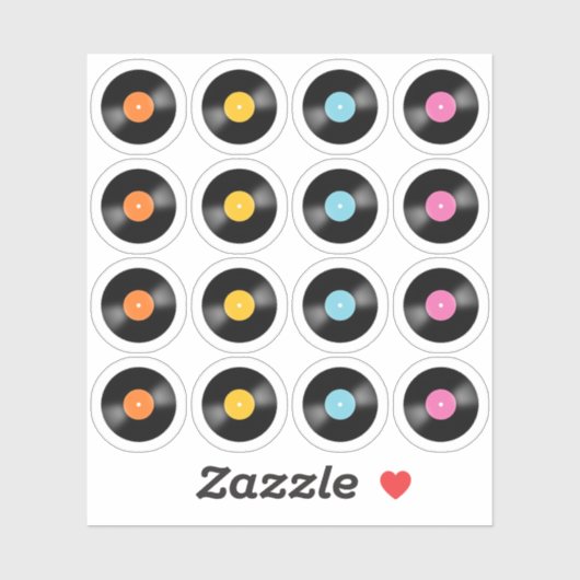 Vintage Vinylplaten Retro Muziek Bujo Planner Sticker (Vel)