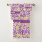 Vintage violet jaune toile de jouy imprimé (En situation)