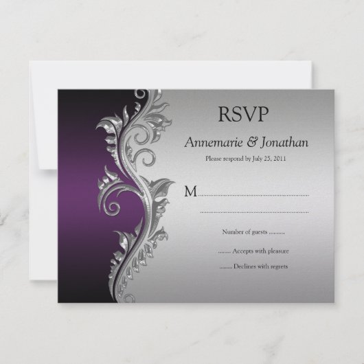 Vintage violet noir et argent Ornelées RSVP (Devant)