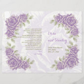 Vintage violet rose programme plié mariage (Devant)
