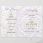 Vintage violet rose programme plié mariage (Dos)