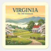Vintage Virginia Vierkante Sticker (Voorkant)