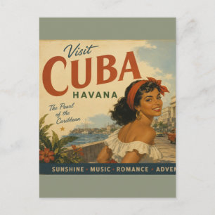 Vintage Visit Cuba Reis - Groeten uit Havana Feestdagenkaart
