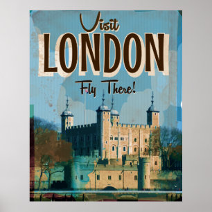 Vintage Visit London - Vlieg erheen Poster