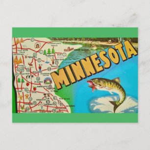 Vintage viskaart van Minnesota Briefkaart