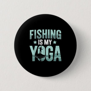 Vintage vissen is mijn yoga-ontspanning Mannen vis Ronde Button 5,7 Cm