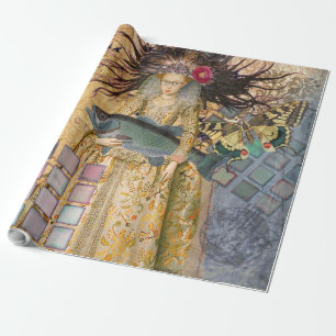 Vintage Vissen Vrouw Gothisch Klassiek Cadeaupapier