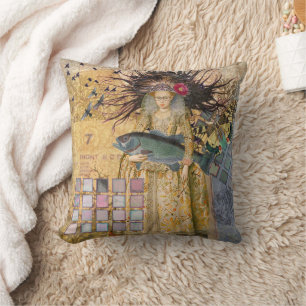 Vintage Vissen Vrouw Gothisch Klassiek Kussen
