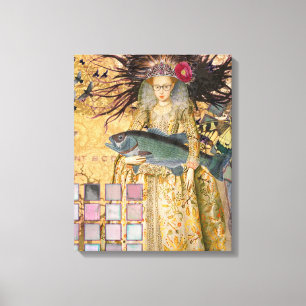 Vintage Vissen Vrouw Gotische Klassieker Canvas Afdruk