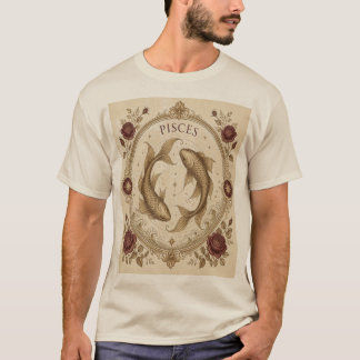 Vintage Vissen Zodiac Dieren Kunst T-shirt